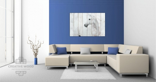 Картины в интерьере артикул ZOO - 13 Белая лошадь, ZOO, Creative Wood